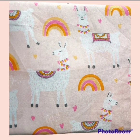 🆕️NWT LULU & COCO 3 piece FULL size Pink Llama n Rainbow printed Bed Sheet Set - Picture 5 of 7